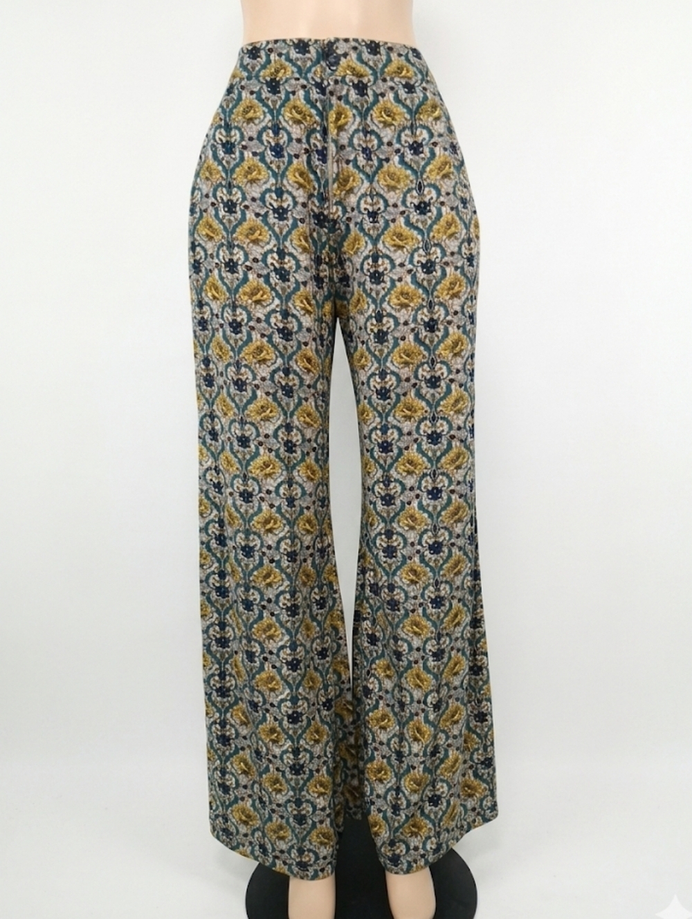 Valija Summer Size S Printed Wide-Leg Women's Pants in Olive & Navy